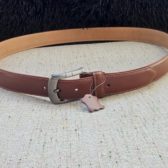 Handmade Men Waistband Genuine Leather Brown Pin Buckle Belt Size 42 inches NWT - Picture 9 of 10